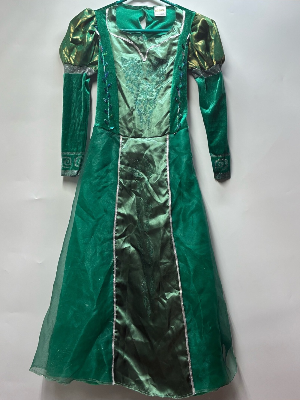 Shrek Fiona Girls Medium 7 8 Green Sparkly Gown Dress Halloween Costume